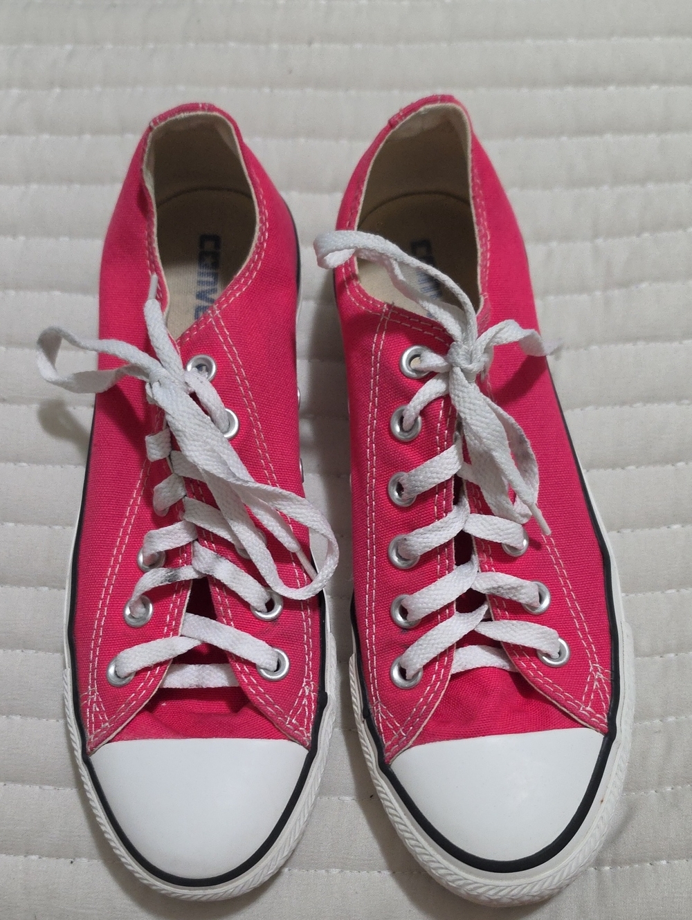 Hot Pink Canvas Low-Top Sneakers with White Accents